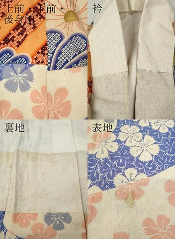 平和屋着物●アンティーク 大正ロマン 長襦袢 袷 流水舞花文 正絹 逸品 CABK8100ut