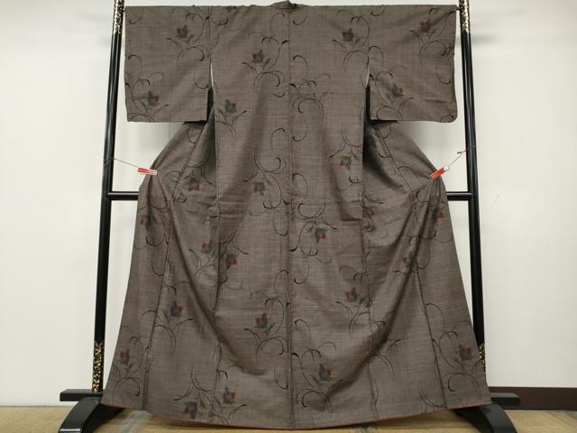 平和屋着物●本場大島紬 9マルキ 草花文 正絹 逸品 CABK8101ut
