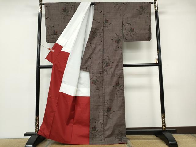 平和屋着物●本場大島紬 9マルキ 草花文 正絹 逸品 CABK8101ut