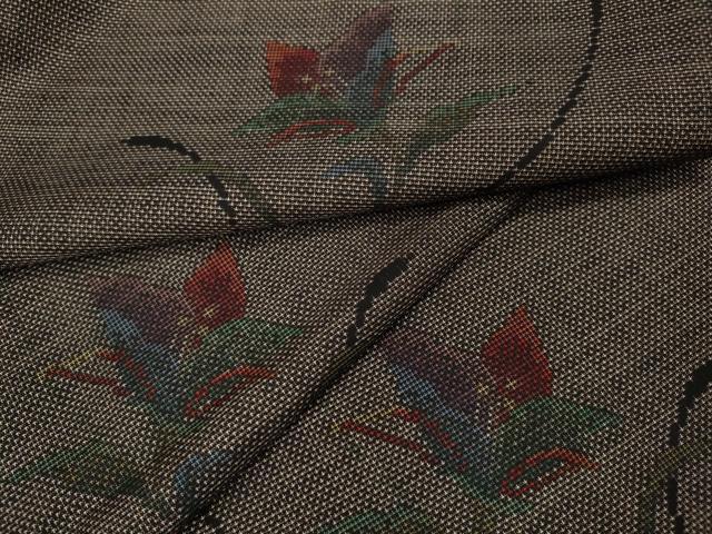平和屋着物●本場大島紬 9マルキ 草花文 正絹 逸品 CABK8101ut