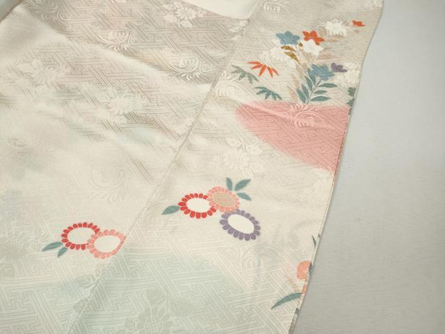 平和屋着物●訪問着 駒刺繍 片輪車花文 暈し染め 金銀彩 正絹 逸品 CABK8103ut
