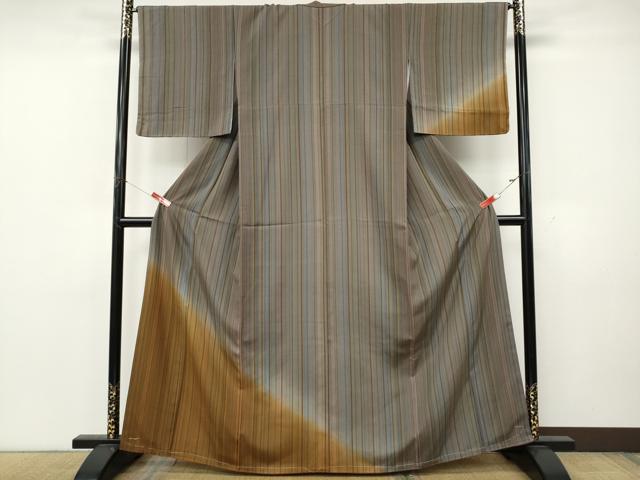 平和屋着物●訪問着 縞 暈し染め 正絹 逸品 CABK8105ut