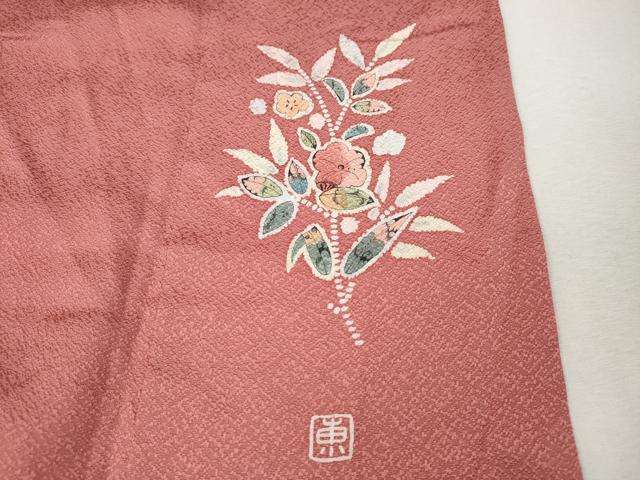 平和屋着物●上質な色無地 作家物 霞地紋 薄紅色 正絹 逸品 CABK8106ut