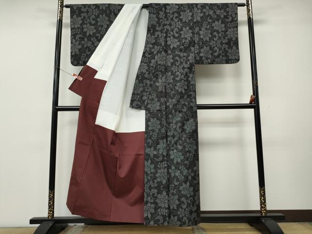 平和屋着物●本場大島紬 7マルキ 蔦の葉花文 正絹 逸品 CABK8115ut