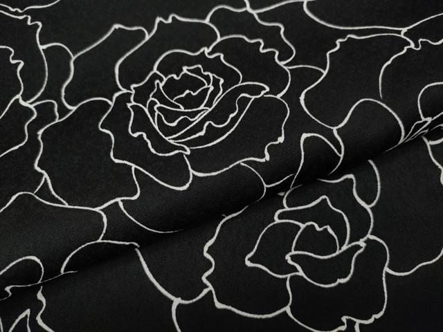 平和屋着物●上質な小紋 薔薇 黒地 正絹 逸品 CABK8120ut