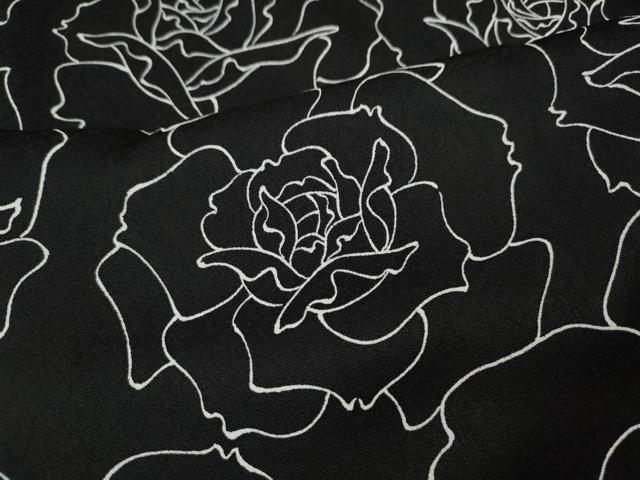 平和屋着物●上質な小紋 薔薇 黒地 正絹 逸品 CABK8120ut