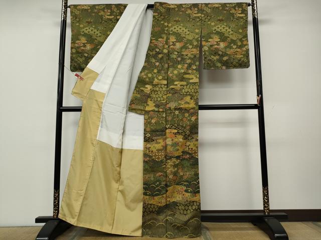 平和屋着物●訪問着 エ霞草花文 金彩 正絹 逸品 CABK8123ut