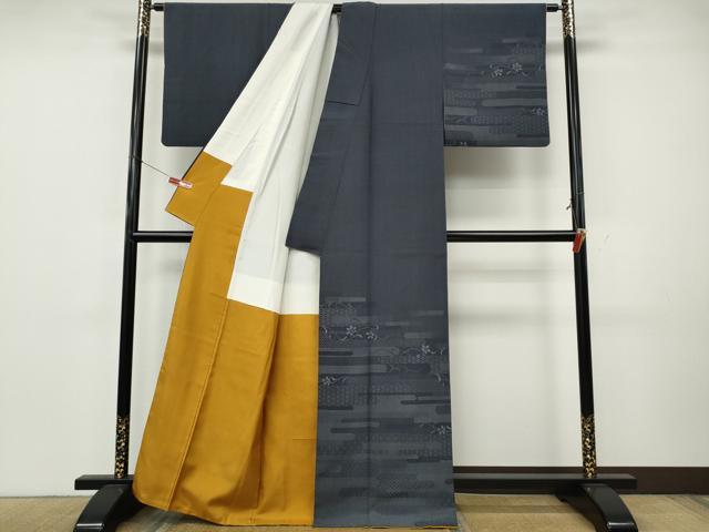 平和屋着物●訪問着 本塩沢 エ霞花唐草文 正絹 逸品 CABK8127ut