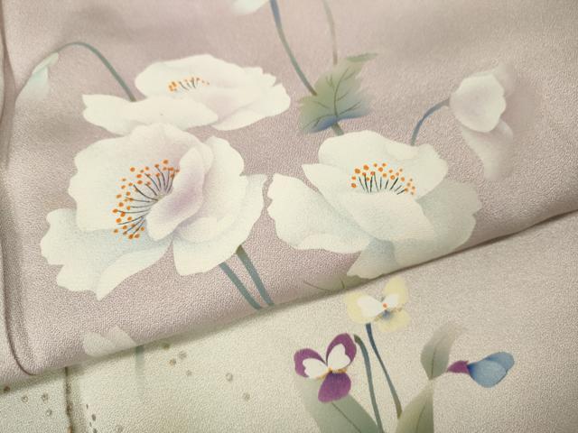 平和屋着物●訪問着 手描き 草花文 暈し染め 金彩 正絹 逸品 CABK8139ut