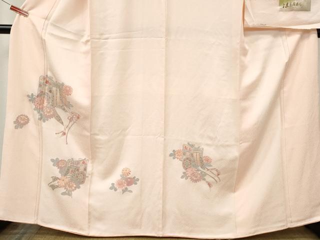 平和屋着物●中国三大刺繍 スワトウ刺繍 汕頭刺繍 相良刺繍 訪問着 御所車花文 反端付き 正絹 逸品 CABK8142ut