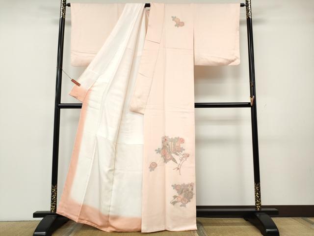 平和屋着物●中国三大刺繍 スワトウ刺繍 汕頭刺繍 相良刺繍 訪問着 御所車花文 反端付き 正絹 逸品 CABK8142ut