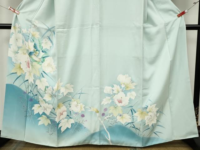平和屋着物●訪問着 刺繍 花鳥文 暈し染め 正絹 逸品 CABK8146ut