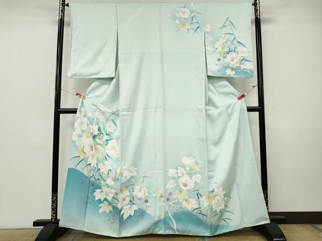 平和屋着物●訪問着 刺繍 花鳥文 暈し染め 正絹 逸品 CABK8146ut