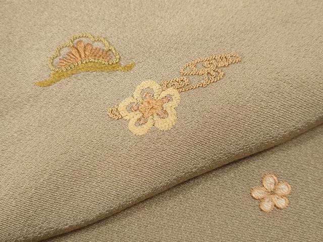 平和屋着物●中国三大刺繍 相良刺繍 総刺繍 小紋 草花文 正絹 逸品 CABK8149ut