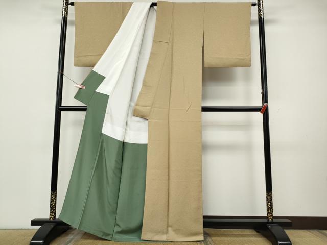 平和屋着物●上質な色無地 花唐草地紋 榛色 正絹 逸品 CABK8150ut