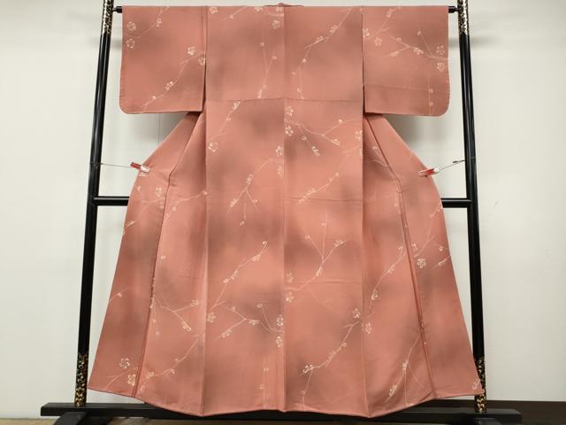 平和屋着物●上質な小紋 地紋起こし 枝花文 暈し染め 正絹 逸品 未使用 CABK8156ut