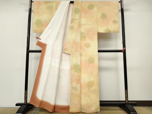平和屋着物●上質な小紋 枝花文 暈し染め 正絹 逸品 CABK8157ut