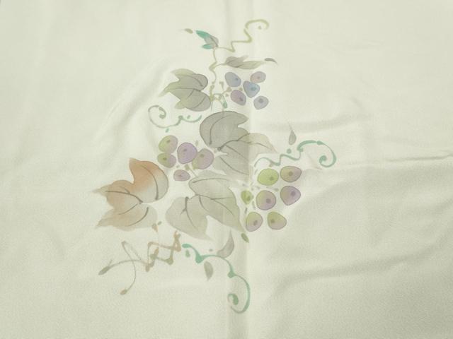 平和屋着物●長襦袢 無双仕立て 作家物 手描き 葡萄蔦の葉文 正絹 逸品 CABK8168ut