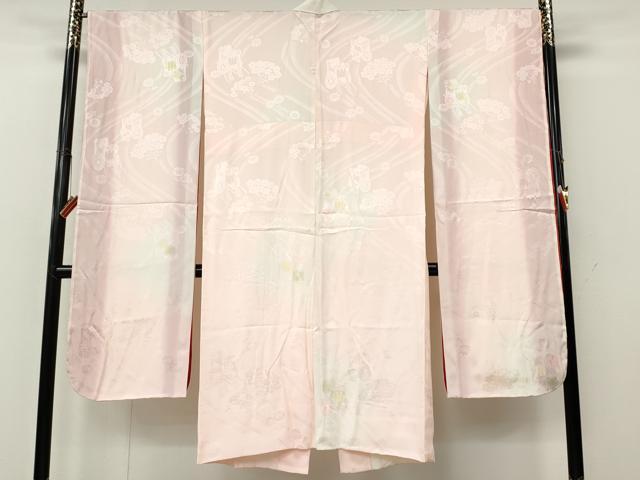 平和屋着物●振袖用長襦袢 袷 御所車花地紋 暈し染め さが美扱い 正絹 逸品 CABK8171ut