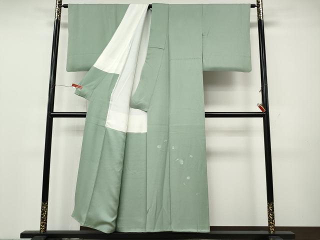 平和屋着物●訪問着 総刺繍 茶道具 仕覆文 錆青磁色 正絹 逸品 CABK8175ut
