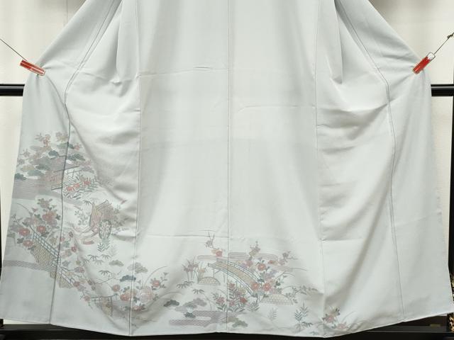 平和屋着物●中国三大刺繍 スワトウ刺繍 汕頭刺繍 総刺繍 訪問着 御所車風景花文 正絹 逸品 未使用 CABK8177ut