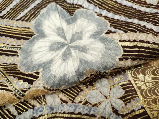 平和屋着物●豪華振袖 絞り 立波枝垂れ花文 暈し染め 金彩 正絹 逸品 CABK8178ut