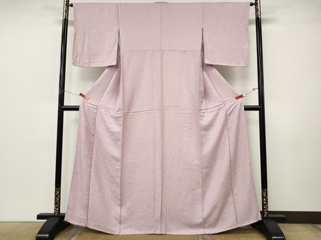 平和屋着物●上質な色無地 菱花地紋 撫子色 正絹 逸品 CABK8181ut