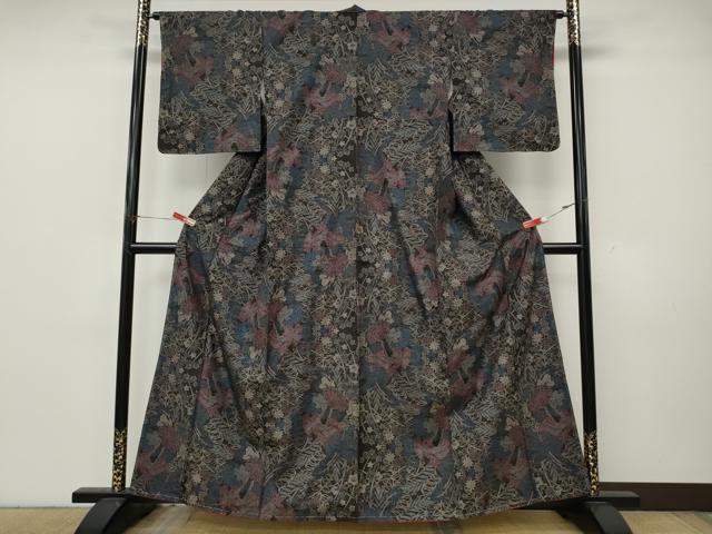 平和屋着物●本場大島紬 7マルキ 花鳥文 正絹 逸品 CABK8190ut