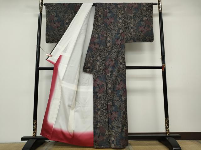 平和屋着物●本場大島紬 7マルキ 花鳥文 正絹 逸品 CABK8190ut