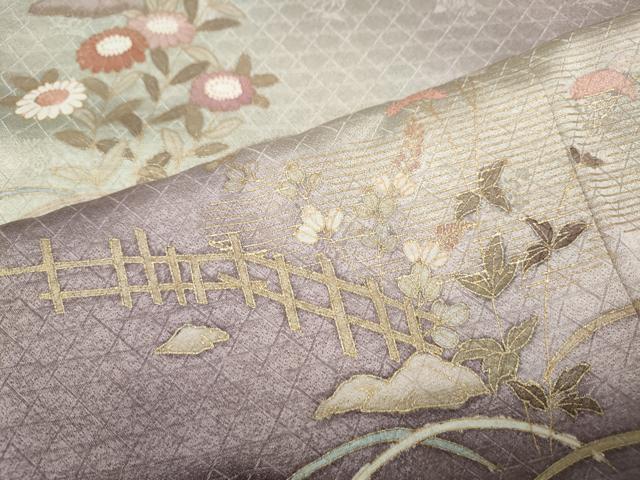 平和屋着物●訪問着 風景草花文 暈し染め 金彩 正絹 逸品 CABK8197ut