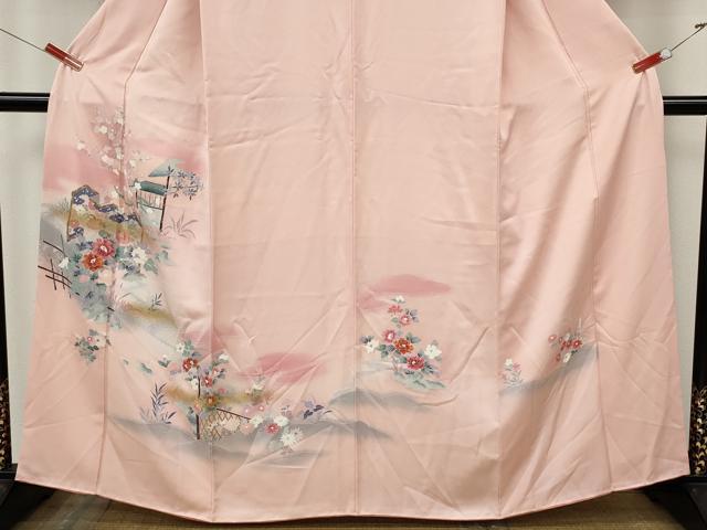 平和屋着物●訪問着 屏風流水草花文 暈し染め 金彩 三越扱い 正絹 逸品 CABK8201ut
