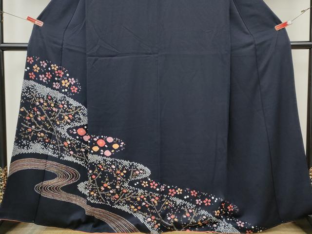 平和屋着物●訪問着 総絞り 流水草花文 金彩 正絹 逸品 CABK8202ut