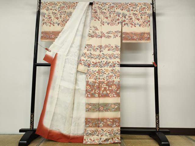 平和屋着物●訪問着 横段舞花文 暈し染め 金彩 正絹 逸品 CABK8203ut