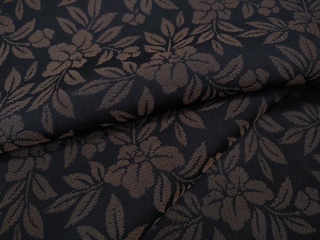 平和屋着物●上質なお召 舞花文 黒地 正絹 逸品 CABK8208ut