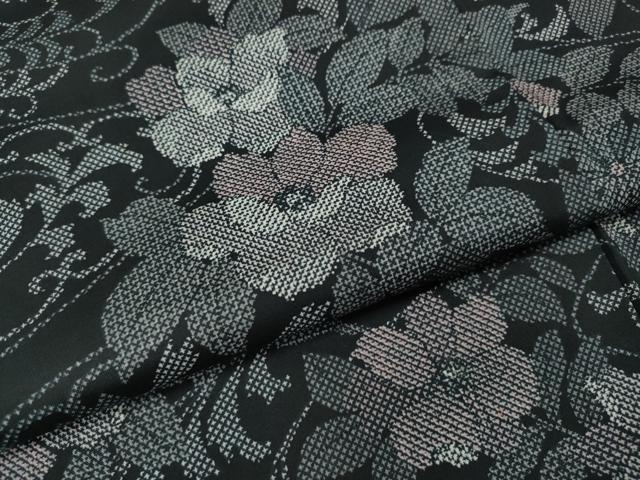 平和屋着物●本場染大島紬 吉祥花文 正絹 逸品 CABK8209ut