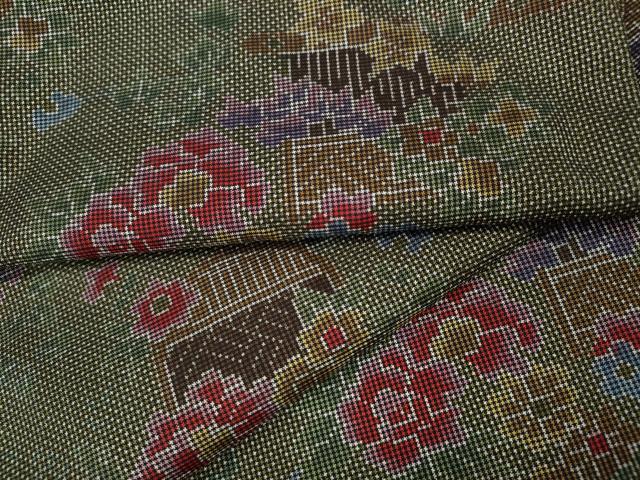 平和屋着物●本場大島紬 7マルキ 竹垣花文 正絹 逸品 CABK8213ut