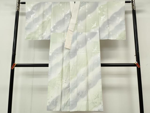 平和屋着物●長襦袢 無双仕立て 飛鶴舞花地紋 暈し染め 正絹 逸品 CABK8221ut