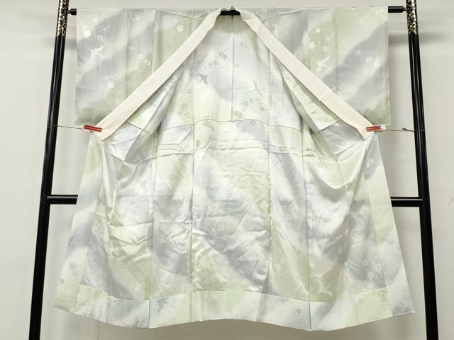 平和屋着物●長襦袢 無双仕立て 飛鶴舞花地紋 暈し染め 正絹 逸品 CABK8221ut