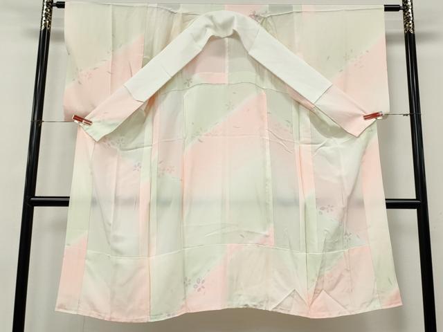平和屋着物●長襦袢 無双仕立て 手描き 枝花文 暈し染め 正絹 逸品 CABK8229ut