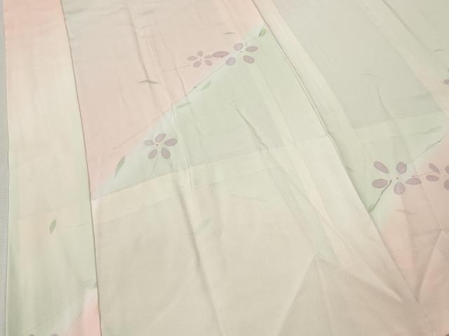 平和屋着物●長襦袢 無双仕立て 手描き 枝花文 暈し染め 正絹 逸品 CABK8229ut