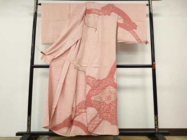 平和屋着物●訪問着 絞り 刺繍 草花文 金彩 仮絵羽 正絹 逸品 未使用 CABK8234ut
