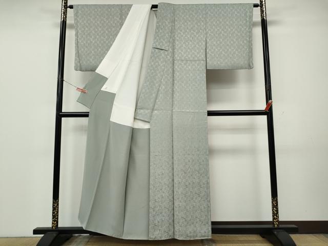 平和屋着物●江戸小紋 十二支格子地紋 角通し 正絹 逸品 CABK8237ut