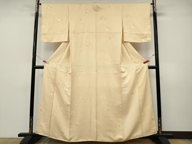 平和屋着物●上質な色無地 南天地紋 肌色 正絹 逸品 未使用 CABK8240ut