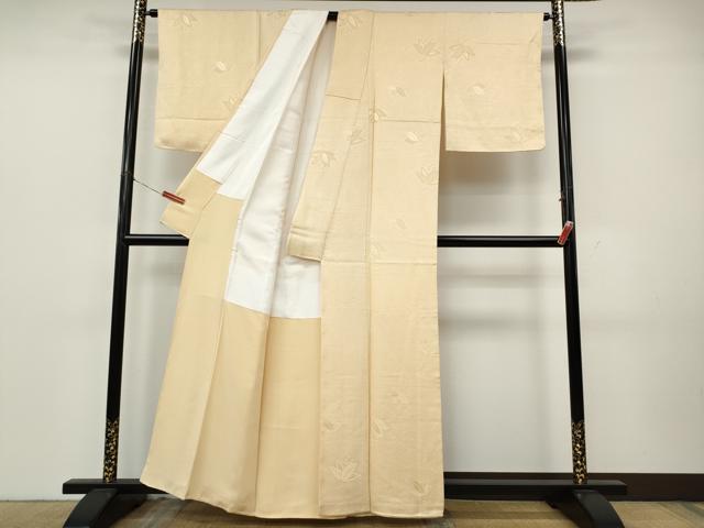 平和屋着物●上質な色無地 南天地紋 肌色 正絹 逸品 未使用 CABK8240ut