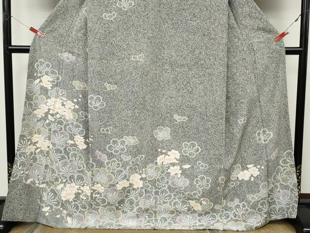平和屋着物●訪問着 枝花文 たたき染め 金彩 正絹 逸品 CABK8254ut