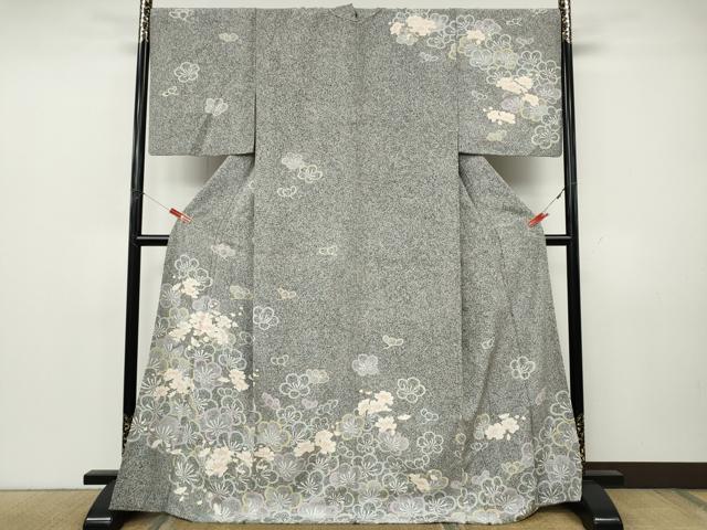 平和屋着物●訪問着 枝花文 たたき染め 金彩 正絹 逸品 CABK8254ut