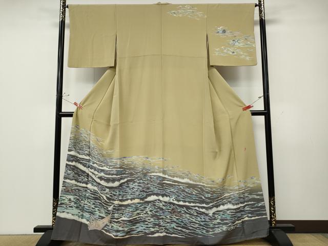 平和屋着物○訪問着 友禅 作家物 立波船飛鳥文 暈し染め