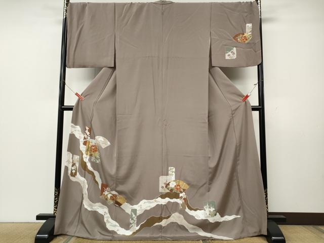 平和屋着物●訪問着 駒刺繍 道長地紙花文 金彩 ロング丈 正絹 逸品 CABK8273ut