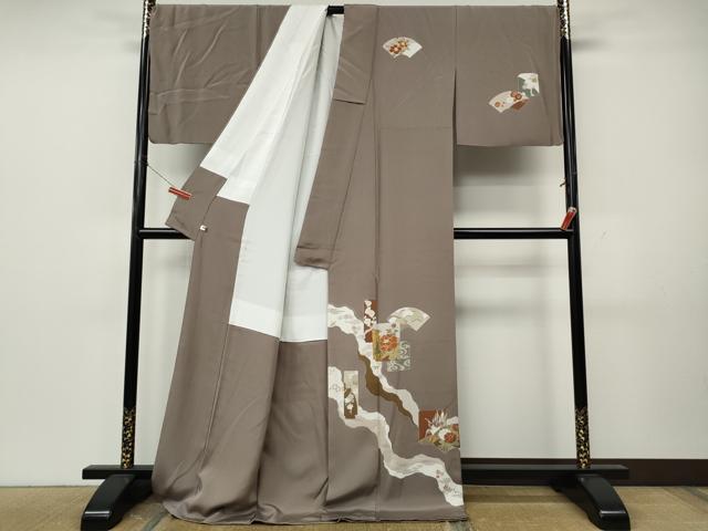 平和屋着物●訪問着 駒刺繍 道長地紙花文 金彩 ロング丈 正絹 逸品 CABK8273ut