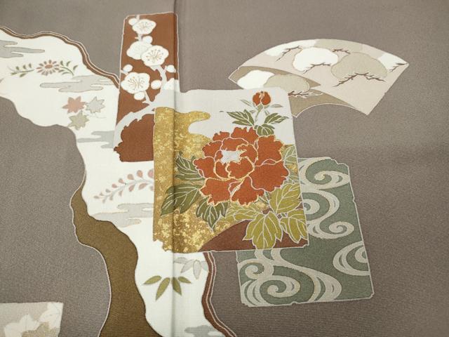 平和屋着物●訪問着 駒刺繍 道長地紙花文 金彩 ロング丈 正絹 逸品 CABK8273ut